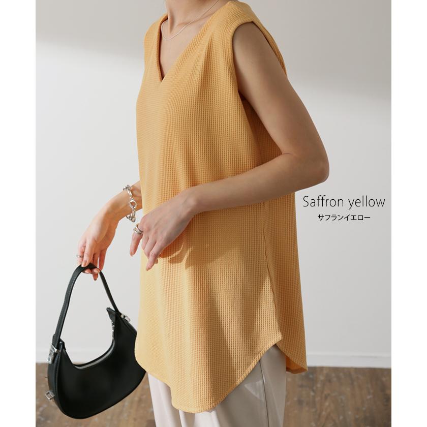 タンクトップ レディース レイヤード ワッフル生地 インナー Vネック | HUG.U | 16