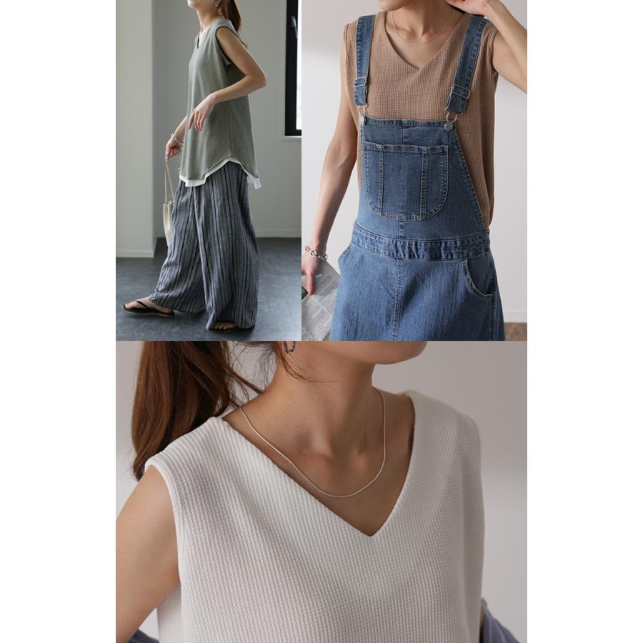 タンクトップ レディース レイヤード ワッフル生地 インナー Vネック | HUG.U | 19