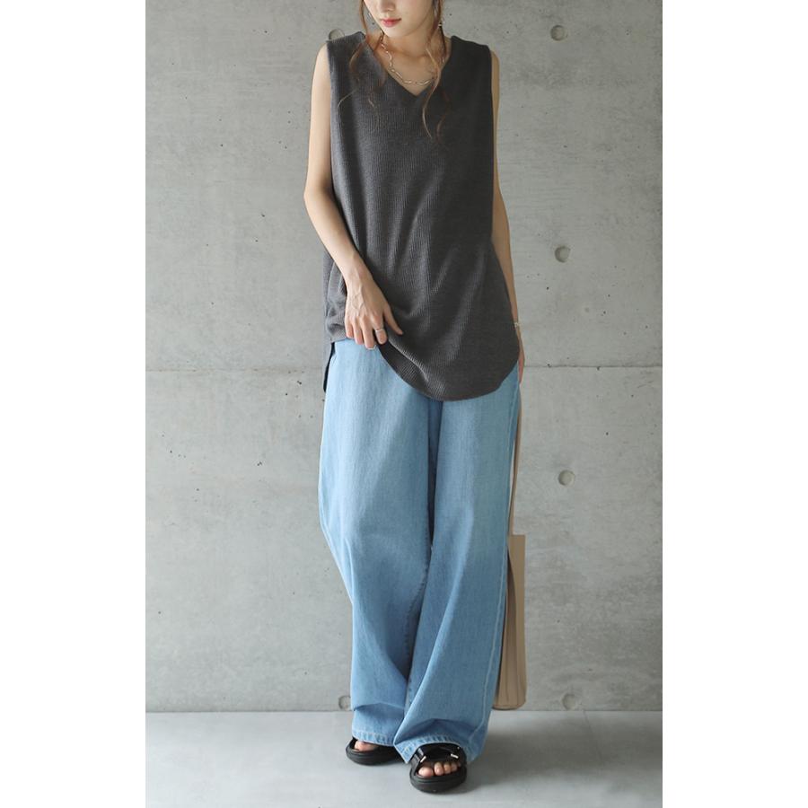 タンクトップ レディース レイヤード ワッフル生地 インナー Vネック | HUG.U | 15