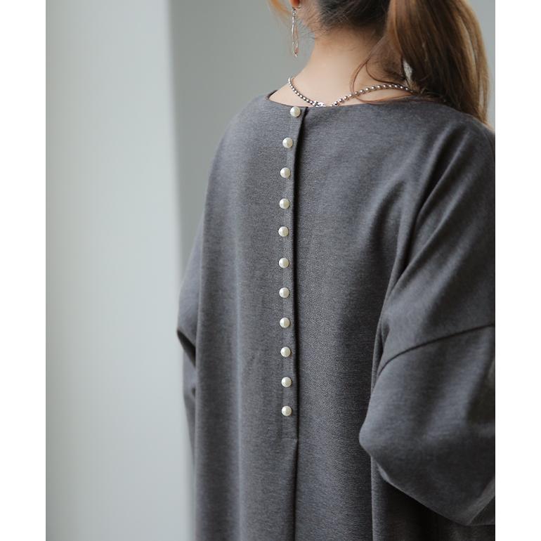 ワンピース Aライン ロングワンピース パール レディース 長袖 結婚式 パーティー | HUG.U | 05