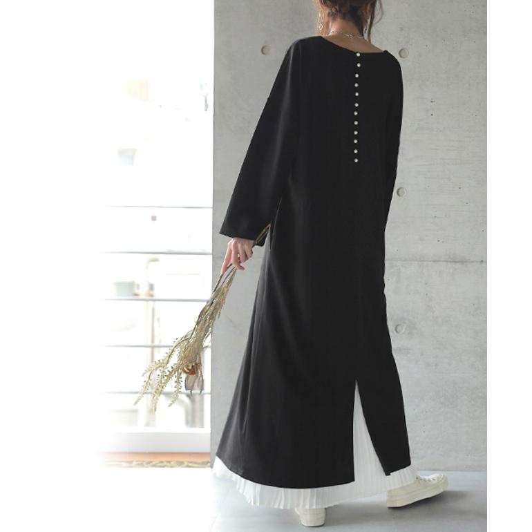 ワンピース Aライン ロングワンピース パール レディース 長袖 結婚式 パーティー | HUG.U | 06