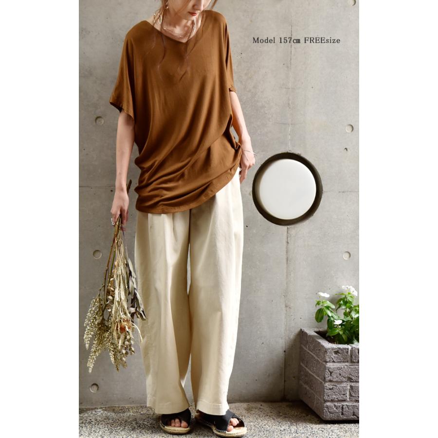 トップス レディース Tシャツ カットソー 半袖 Vネック 無地 シンプル ドルマン | HUG.U | 10