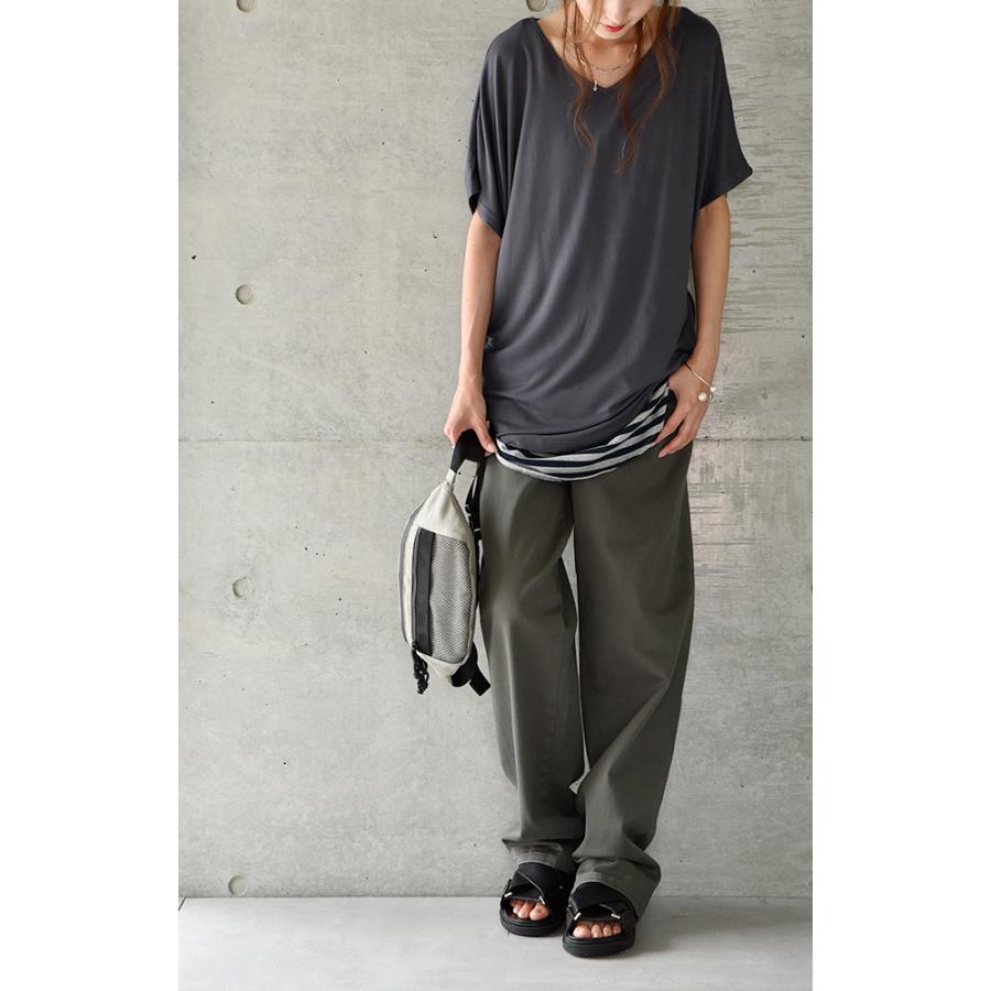 トップス レディース Tシャツ カットソー 半袖 Vネック 無地 シンプル ドルマン | HUG.U | 13