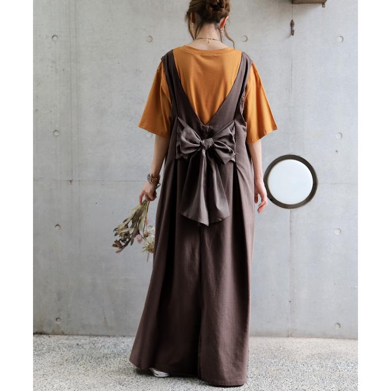 ワンピース レディース サロペット マキシワンピース ロングワンピース バックリボン | HUG.U | 22