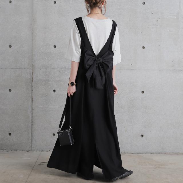 ワンピース レディース サロペット マキシワンピース ロングワンピース バックリボン | HUG.U | 08