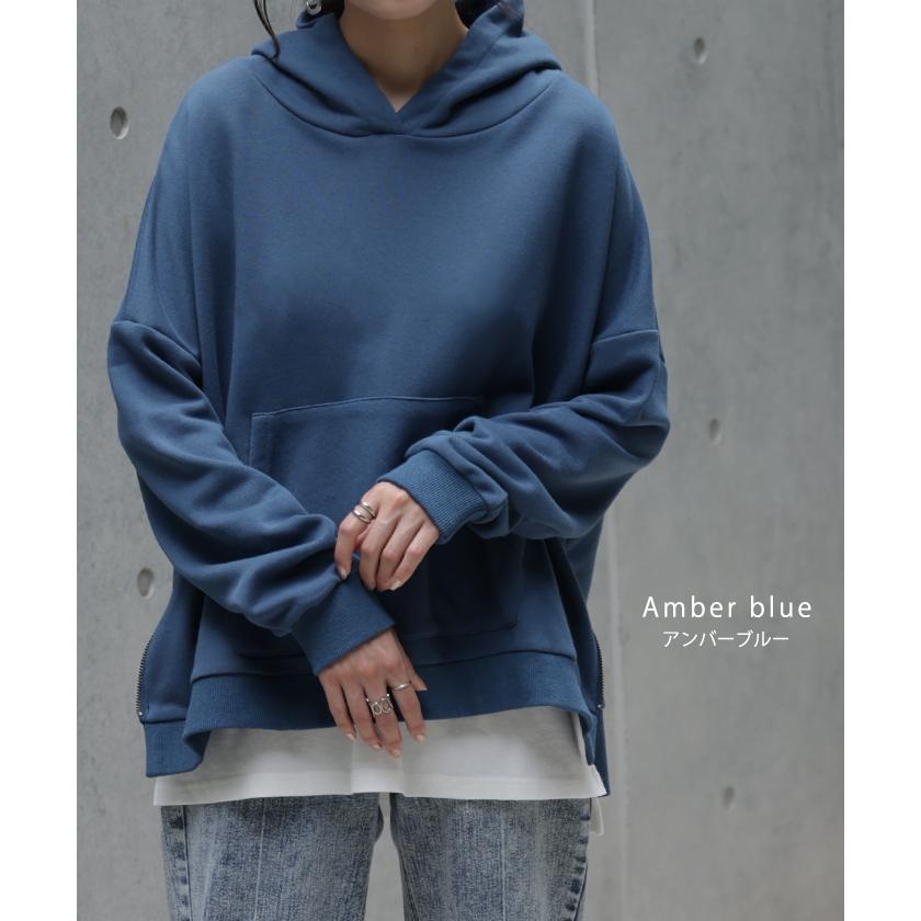 パーカー レディース トップス トレーナー スウェット 無地 コーデ スエット 薄手 | HUG.U | 24