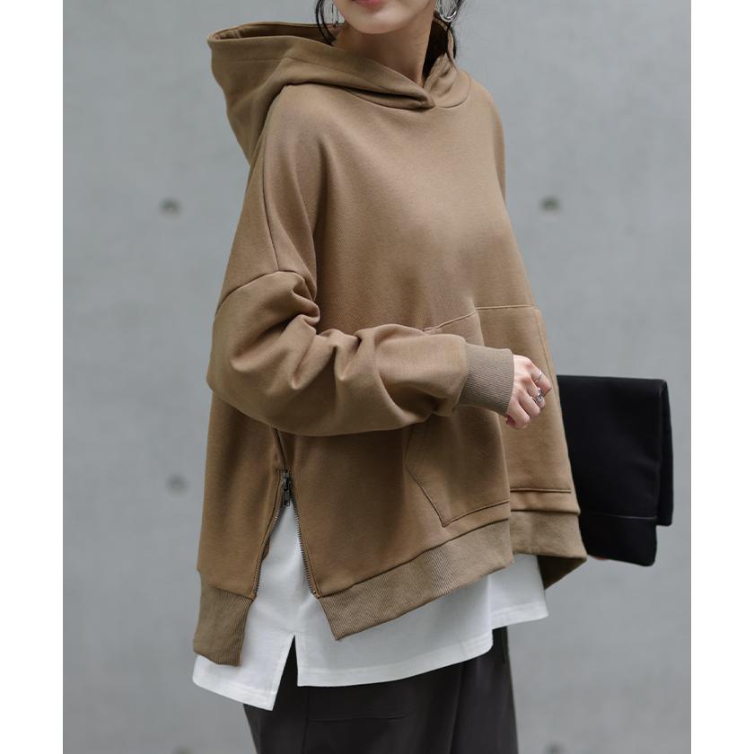 パーカー レディース トップス トレーナー スウェット 無地 コーデ スエット 薄手 | HUG.U | 12