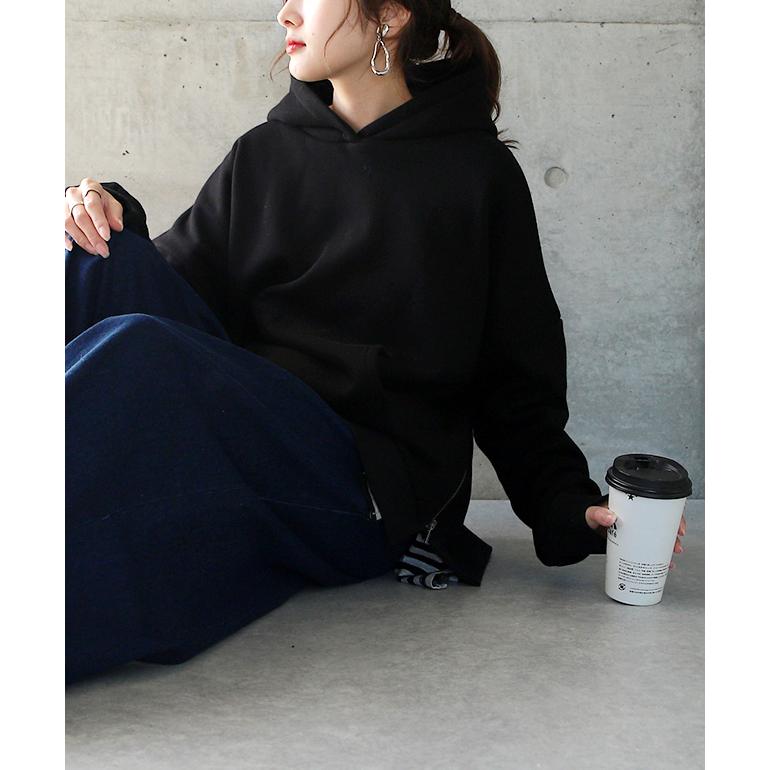 パーカー レディース 裏シャギー トップス トレーナー スウェット サイドジップ 大きいサイズ | HUG.U | 21