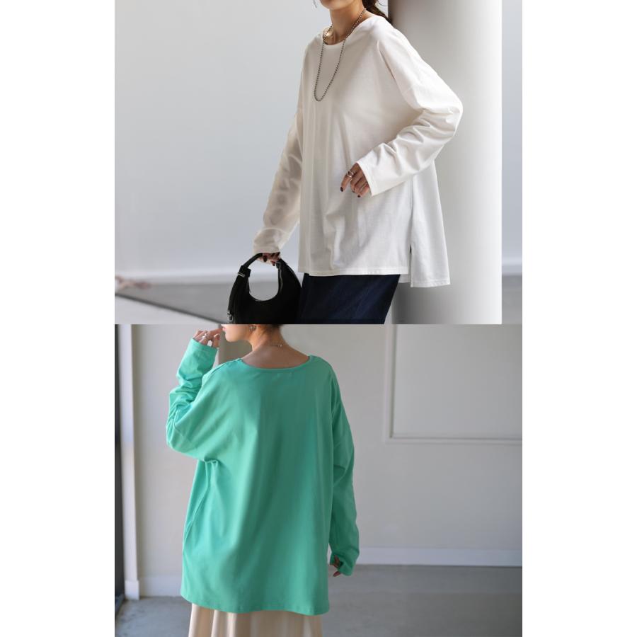 カットソー レディース ティーシャツ インナー 無地 長袖 Tシャツ ロング チュニック お尻が隠れる ゆる | HUG.U | 31