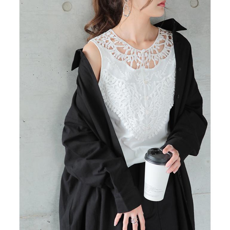 タンクトップ レディース  レイヤード インナー レース ノースリーブ おしゃれ | HUG.U | 08