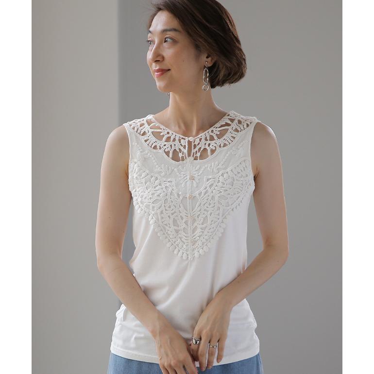 タンクトップ レディース  レイヤード インナー レース ノースリーブ おしゃれ 大人MUSE | HUG.U | 08