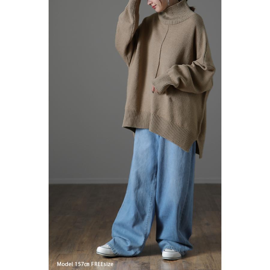 ニット レディース  タートルネック トップス ハイネック セーター ウール タートル 長袖2 | HUG.U | 08