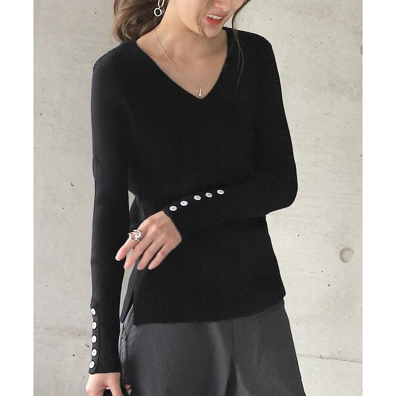 2019 リゼッタ LISETTE コットン ハイゲージ ニット プルオーバー /ブラック トップス リブ ロング 綿【2400013600958】 期間限定価格】【スプリングセール】2019 リゼッタ LISETTE