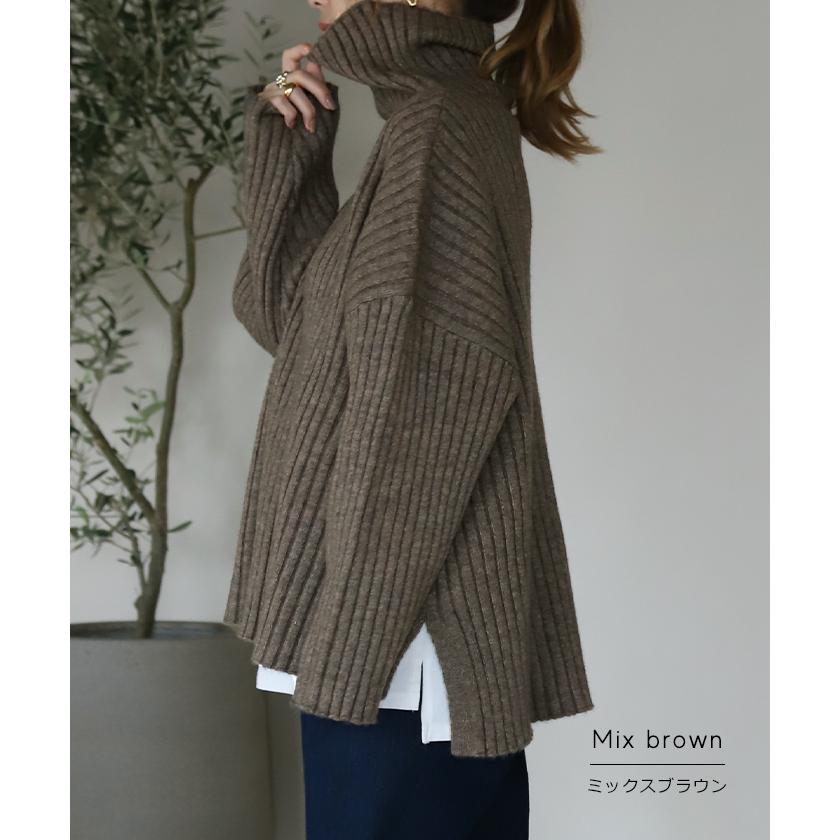 ニット タートルネック レディース  リブ トップス セーター 長袖 リブニット2 2411sl | HUG.U | 19