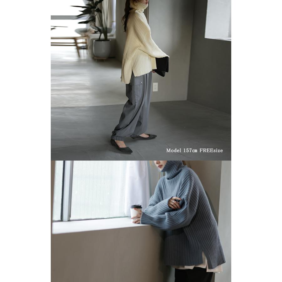 ニット タートルネック レディース  リブ トップス セーター 長袖 リブニット2 2411sl | HUG.U | 21