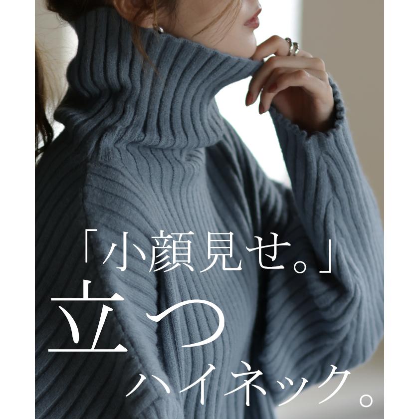 ニット タートルネック レディース  リブ トップス セーター 長袖 リブニット2 2411sl | HUG.U | 09