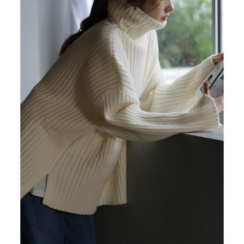 ニット タートルネック レディース  リブ トップス セーター 長袖 リブニット2 2411sl | HUG.U | 10