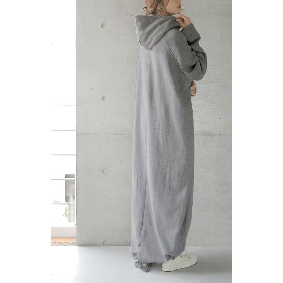 ワンピース 黒 長袖 パーカーワンピース レディース 裏起毛 パーカー ロングパーカー ロングワンピース | HUG.U | 17