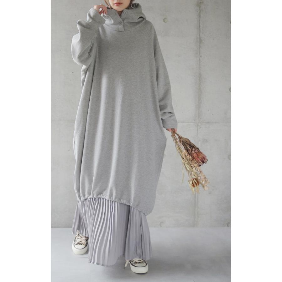 ワンピース 黒 長袖 パーカーワンピース レディース 裏起毛 パーカー ロングパーカー ロングワンピース | HUG.U | 04