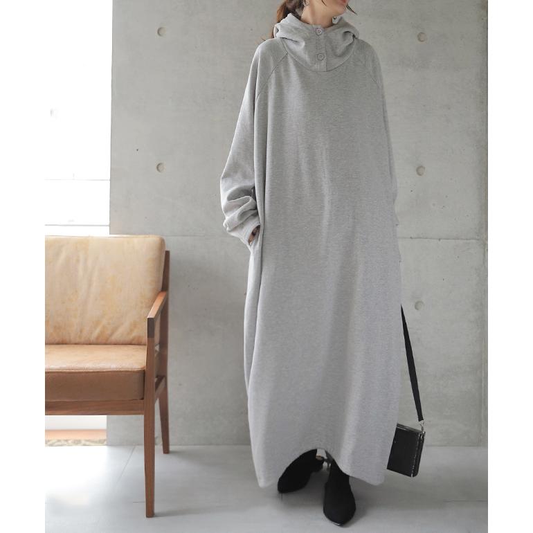 ワンピース 黒 長袖 パーカーワンピース レディース 裏起毛 パーカー ロングパーカー ロングワンピース | HUG.U | 06