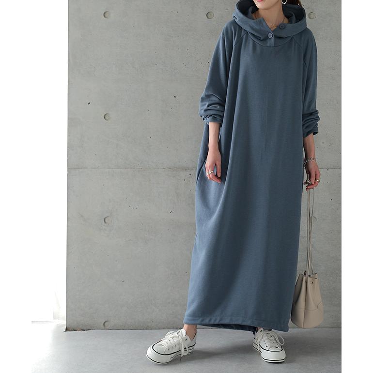 パーカーワンピース レディース ロングワンピース スウェット ロングパーカー | HUG.U | 08