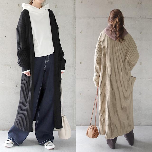 カーディガン ロング丈 ニットカーディガン ロング ロングカーディガン ニット ロングニット レディース | HUG.U | 10
