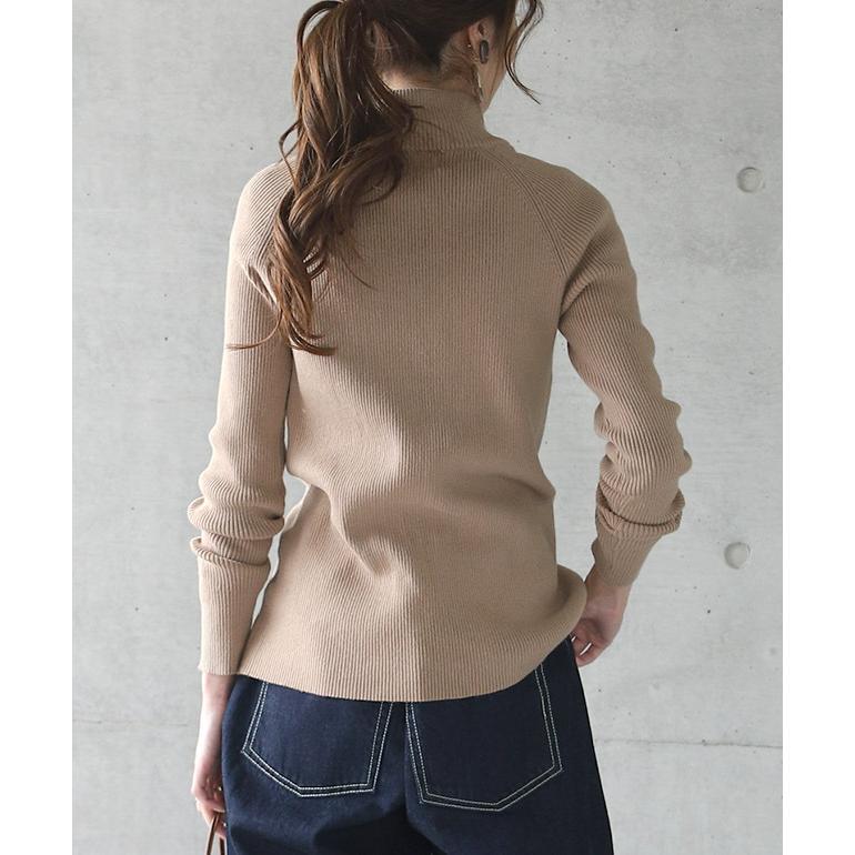 ニット タートルネック レディース トップス リブニット プルオーバー 細リブ セーター ハイネック 無地 ボトルネック 長袖 綿100％ | HUG.U | 22