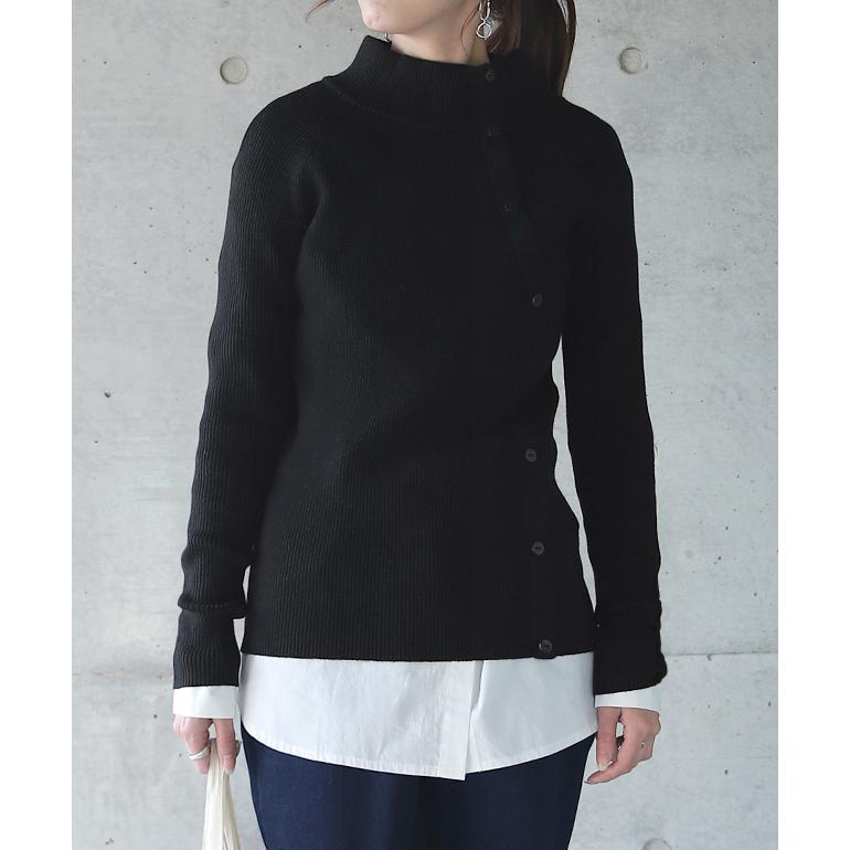 ニット タートルネック レディース トップス リブニット プルオーバー 細リブ セーター ハイネック 無地 ボトルネック 長袖 綿100％ | HUG.U | 07