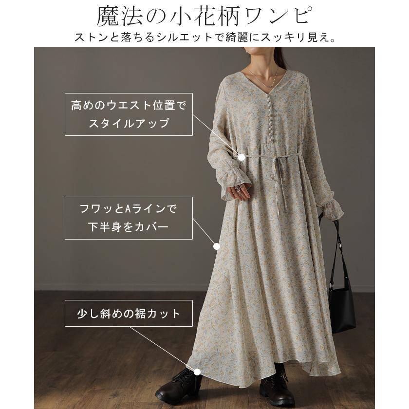 ワンピース ロング ワンピ シフォンワンピース ロングワンピース 膝下 花柄 フレア レディース シフォン シアー 透け | HUG.U | 20