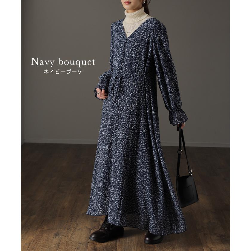 ワンピース ロング ワンピ シフォンワンピース ロングワンピース 膝下 花柄 フレア レディース シフォン シアー 透け | HUG.U | 23