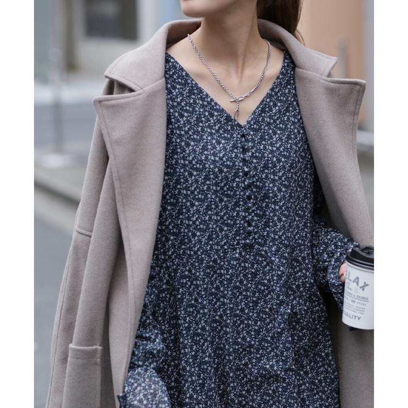 ワンピース ロング ワンピ シフォンワンピース ロングワンピース 膝下 花柄 フレア レディース シフォン シアー 透け | HUG.U | 09