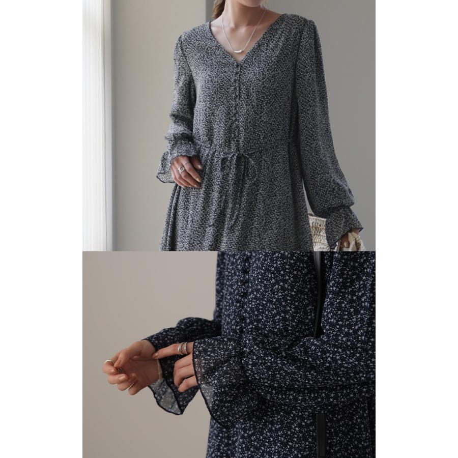 ワンピース ロング ワンピ シフォンワンピース ロングワンピース 膝下 花柄 フレア レディース シフォン シアー 透け | HUG.U | 12