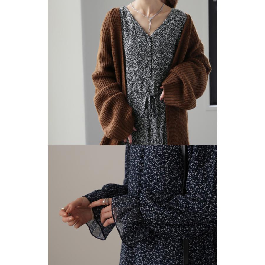 ワンピース ロング ワンピ シフォンワンピース ロングワンピース 膝下 花柄 フレア レディース シフォン シアー 透け | HUG.U | 13