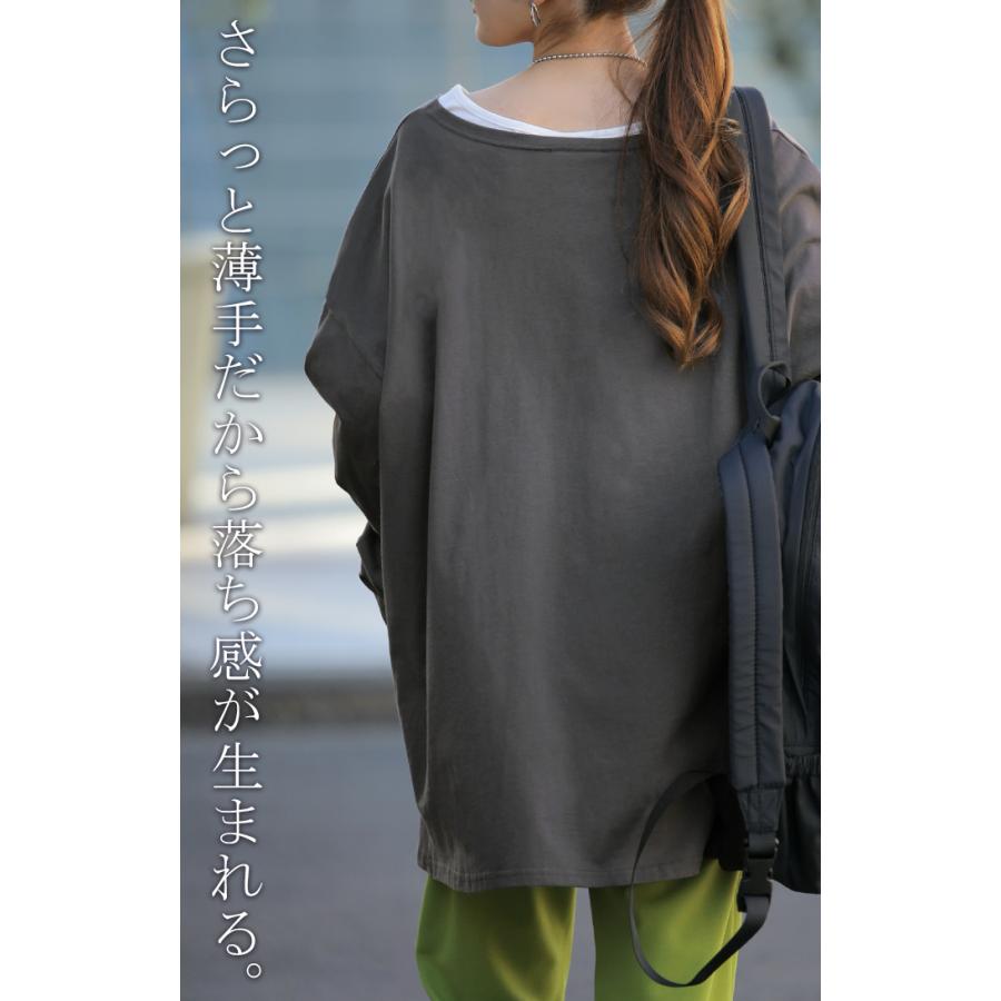 ロンT レディース トップス カットソー 長袖 ロングTシャツ Tシャツ 無地 重ね着 | HUG.U | 20