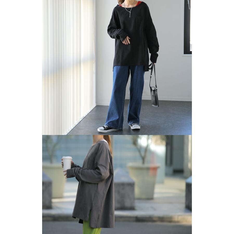 ロンT レディース トップス カットソー 長袖 ロングTシャツ Tシャツ 無地 重ね着 | HUG.U | 12