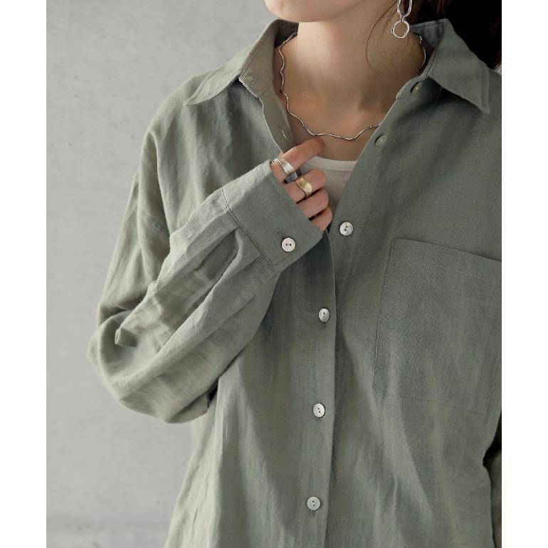 シャツ リネンシャツ レディース リネン トップス 長袖 ドロップショルダー 大きいサイズ ロング ロングシャツ ブラウス きれいめ 麻 | HUG.U | 10