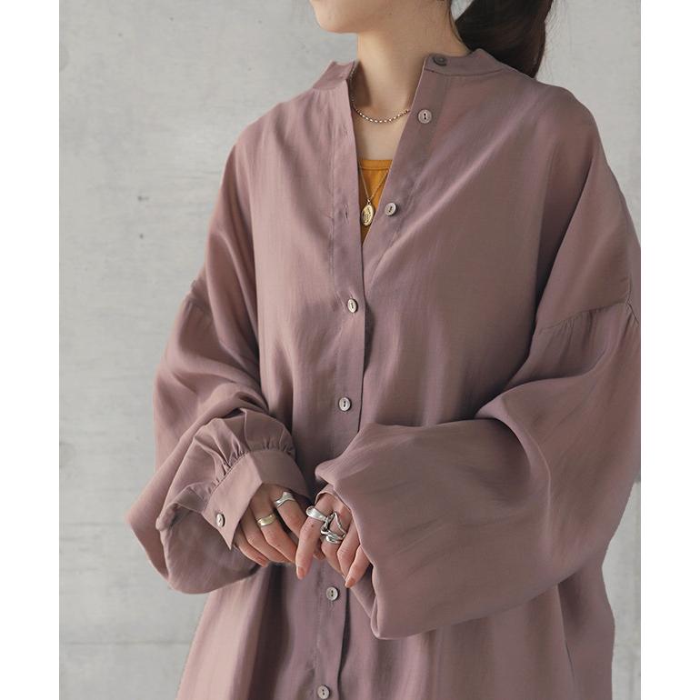 シアーシャツ レディース シアー シャツ トップス ドロップショルダー ロングシャツ ブラウス | HUG.U | 21