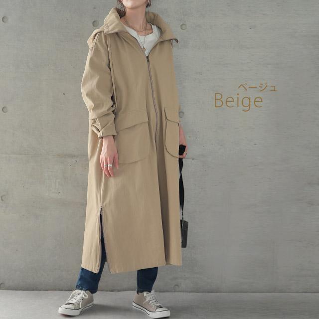 アウター ミリタリー レディース ロングコート モッズコート ロング 大きいサイズ 体型カバー 無地 シンプル 羽織 スプリングコート | HUG.U | 14