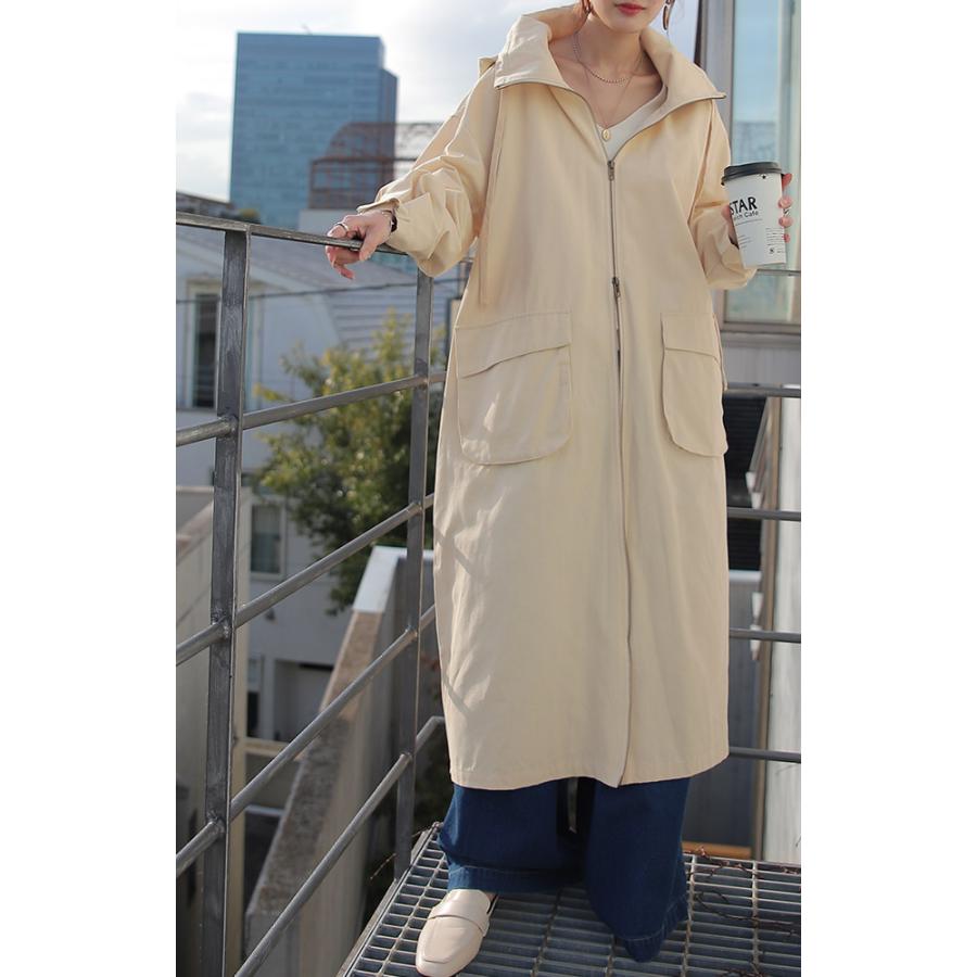アウター ミリタリー レディース ロングコート モッズコート ロング 大きいサイズ 体型カバー 無地 シンプル 羽織 スプリングコート | HUG.U | 22