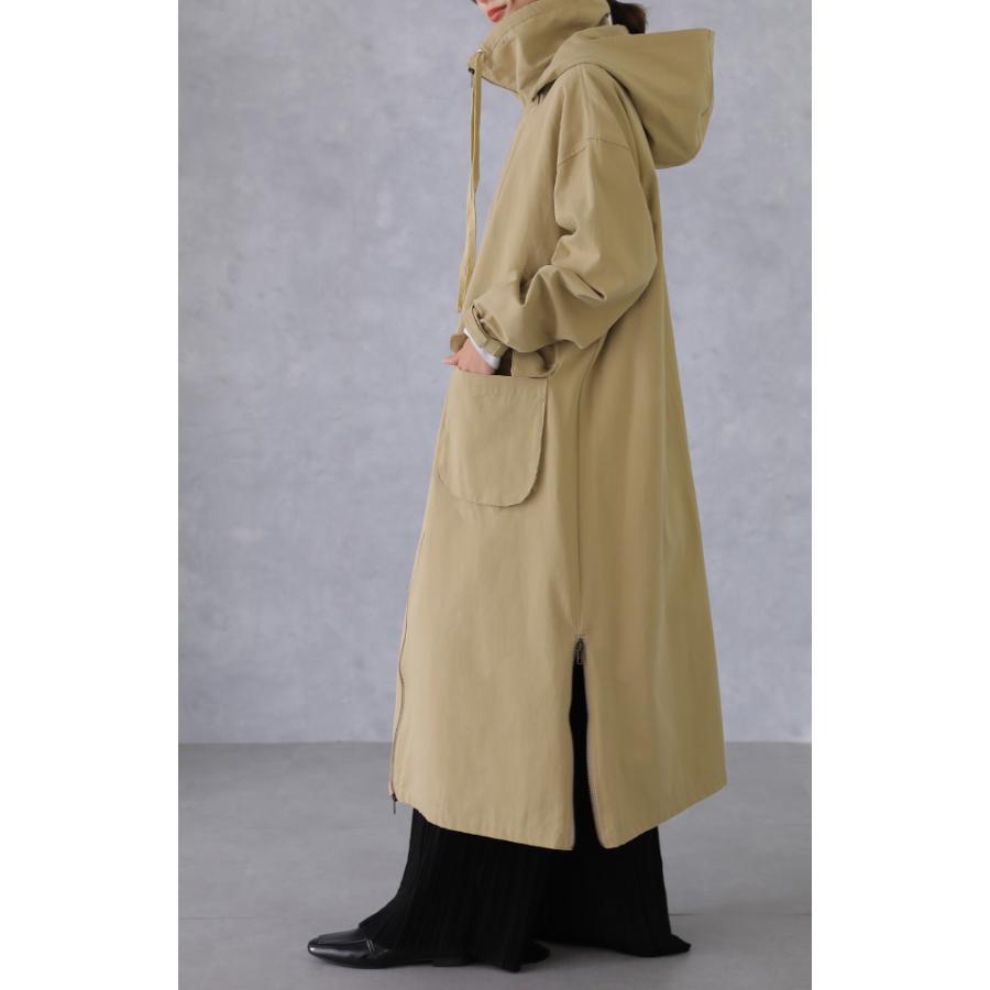 アウター ミリタリー レディース ロングコート モッズコート ロング 大きいサイズ 体型カバー 無地 シンプル 羽織 スプリングコート | HUG.U | 05