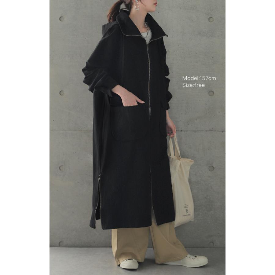 アウター ミリタリー レディース ロングコート モッズコート ロング 大きいサイズ 体型カバー 無地 シンプル 羽織 スプリングコート | HUG.U | 06