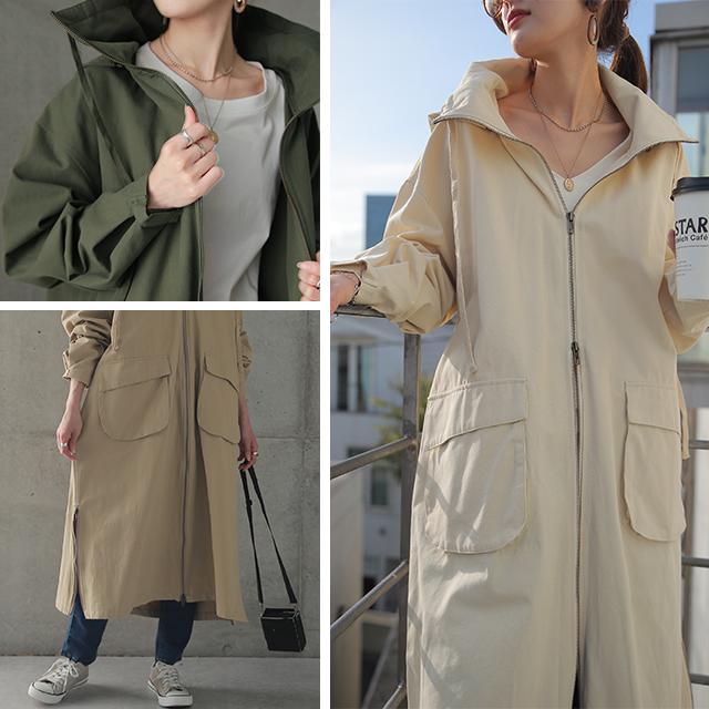 アウター ミリタリー レディース ロングコート モッズコート ロング 大きいサイズ 体型カバー 無地 シンプル 羽織 スプリングコート | HUG.U | 07