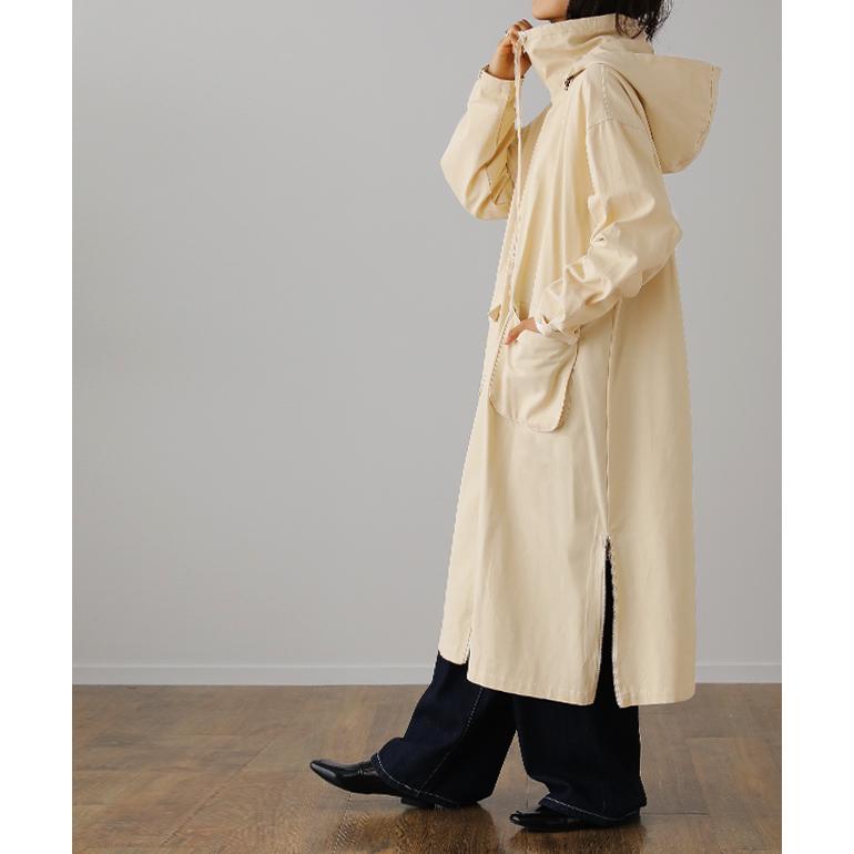 アウター ミリタリー レディース ロングコート モッズコート ロング 大きいサイズ 体型カバー 無地 シンプル 羽織 スプリングコート | HUG.U | 08