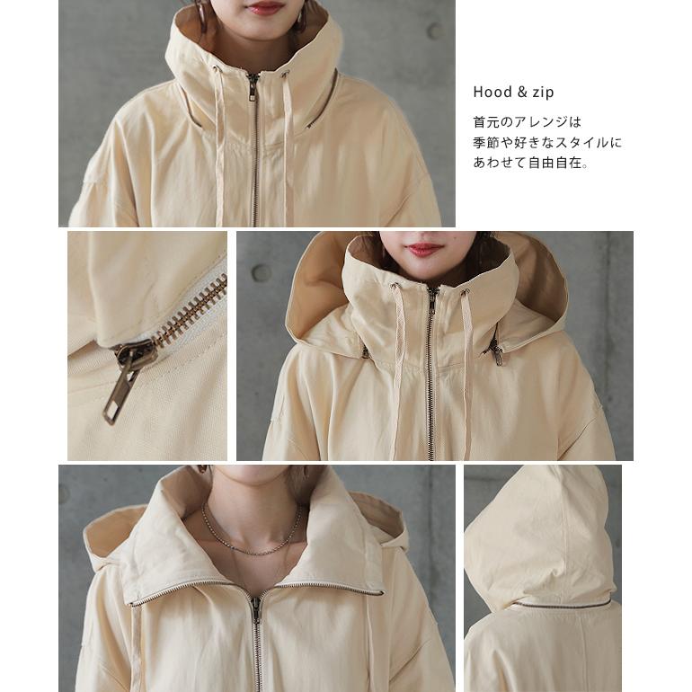 アウター ミリタリー レディース ロングコート モッズコート ロング 大きいサイズ 体型カバー 無地 シンプル 羽織 スプリングコート | HUG.U | 09
