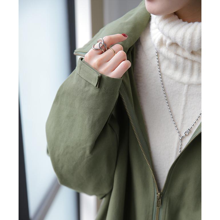 アウター ミリタリー レディース ロングコート モッズコート ロング 大きいサイズ 体型カバー 無地 シンプル 羽織 スプリングコート | HUG.U | 10