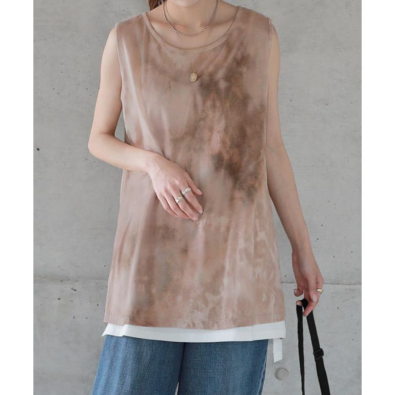 タンクトップ  レディース タイダイ柄 ノースリーブ レイヤード インナー | HUG.U | 09