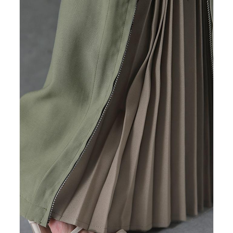 パンツ レディース プリーツパンツ プリーツ ワイド ワイドパンツ スリット ワイドパンツルック | HUG.U | 19