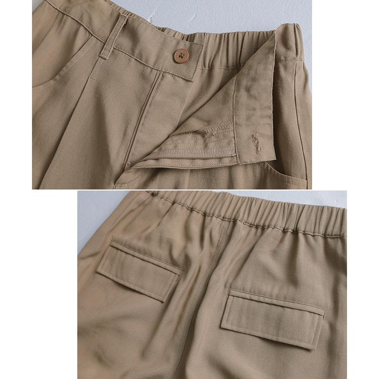 パンツ レディース プリーツパンツ プリーツ ワイド ワイドパンツ スリット ワイドパンツルック | HUG.U | 20