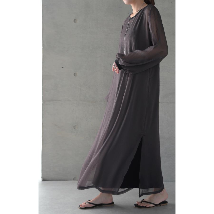 ワンピース セット 2点セット レディース ロングワンピース マキシワンピース シアー ロング | HUG.U | 09