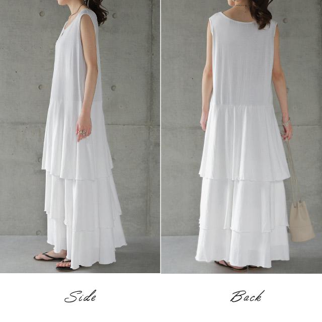 ワンピース ロング レディース ロングワンピース ぺチワンピ ロングワンピ ペチコート ティアード | HUG.U | 21